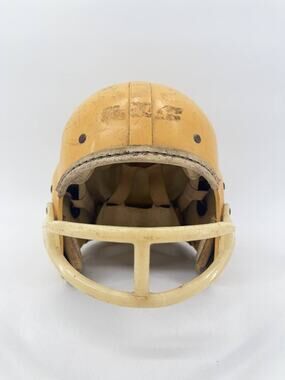 Vintage Hutch Football Helmet #662 Cream Yellow Face Mask Suspension 1.4 lb